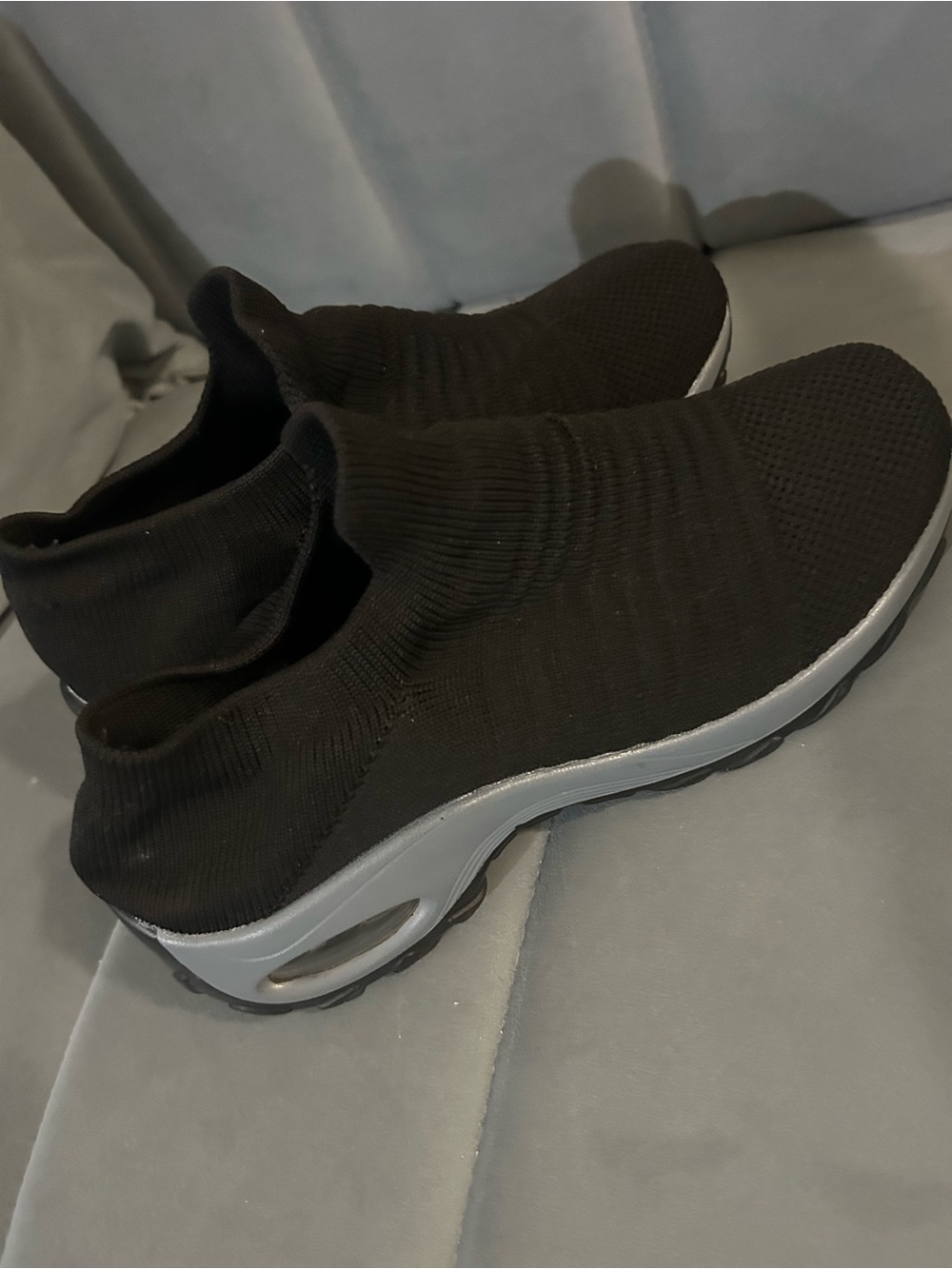 Slip-On Knit Sneakers in Black